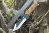 Couteau droit de survie en plein air 440C Satin Tanto Blade Full Tang Paracord Handle Couteaux à lames fixes avec gaine en cuir