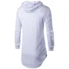 Men's T-Shirts Fashion Oversized Cotton Hooded T Shirts Long Sleeves Extend Hem Zipper Hip Hop Streetwear Casual Men Tee284m