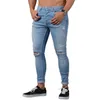 Jeans effetto consumato da uomo Jeans skinny con fori strappati Pantaloni hip-hop slim fit in denim elastico Pantaloni a matita elasticizzati maschili Streetwear