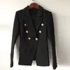 En Kaliteli Yeni Moda 2019 Tasarımcı Blazer Ceket kadın Çift Göğüslü Metal Aslan Düğmeleri Blazer Dış Boyutu S-XXXL T191016