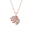 Partihandel - Lyxig designer Rose Gold Plated Copper Diamond Söt Härlig Little Elephant Short Choker Pendant Halsband för kvinnor