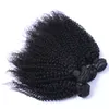 캄보디아 처녀 머리 4 번들 키키 곱슬 곱슬 인간 머리 직조 묶음 자연 검은 색상의 이중 씨