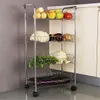 3 4 Tier Storage Organizer Rack Movable Kitchen Bathroom Shelf Metal Rolling Trolley Cart Basket Stand Wheels Save Space Holder T22327