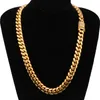 8-18mm wide Stainless Steel Cuban Miami Chains Necklaces CZ Zircon Box Lock Big Heavy Gold Chain for Men Hip Hop Rock jewelry200d