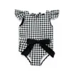 Parent-Child Swimsuit Plaid Swimwear 2018 Mom Daughter Bikini Girls Monokini Women High Waist Biquini Ruffle Bathing Suit Bow