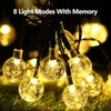 Solar String Lights Globe 33 Feet 60 Crystal Balls Waterproof LED Fairy Lights 8 Modes Outdoor Starry Lights For Xmas Wedding Party