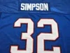 custom Front and back mesh fabric BLUE OJ SIMPSON High quality full embroidery College Jersey sz s4XL or custom any name or numbe5005743