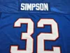 Mit tessuto a rete personalizzato anteriore e posteriore BLU OJ SIMPSON Jersey universitaria con ricamo completo di alta qualità tg s-4XL o maglia personalizzata con qualsiasi nome o numero