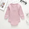 Manga Longa Algodão Bodysuit Bebê Macacão Meninos Sólidos Jumpsuits Recém-nascido Triângulo Boton Playsuit Casual Boutique AzyQ6674