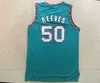 할인 Shareef Rahim Jersey 빈티지 마이크 10 # Bibby 50 # Reeves Muggssy Bogues 유니폼 33 # Alonzo 애도 녹색 흰색 보라색