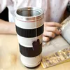 Transhome Camera Lens Mug 450ml Bicchiere in acciaio inossidabile Bicchiere da tè in plastica Tazze e tazzine creative con coperchio Boccette sottovuoto da viaggio C18112301