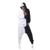 새로운 유니섹스 성인 동물 Monokuma 잠옷 만화 블랙 화이트 베어 Kigurumi Onesies Cosplay Costumes Jumpsuits Christmas