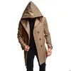 Hommes Manteau En Laine Hommes Manteau À Capuche Mode Affaires Casual Slim Fit Poilu Mâle Longue Veste Grande Taille S-3xl