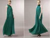 High Neck Sleeveless A-line Plus size Chiffon Cheap Wedding Guest Party Dress Long Pleated Evening Gowns With Removeable Sash