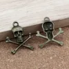 100Pcs / lots Pirate Skull Charms Pendants Alloy jewelry DIY Fit Bracelets Necklace Earrings Antique silver / bronze 21*24mm A-335