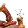 Skriva ut silikonvattenrör med glas bwol 14mm FMALE Avtagbar Bong för torr ört Kvarts Banger Hanger Wax Rökning Handrör Dab Rigs