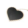 15x16cm Houten Opknoping Blackboard met Hennep String Love Heart Chalkboard Bagage Label Message Board Hang Tag Welkom Sign Board