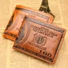 Rétro hommes portefeuilles motif dollar chaud portefeuille carte de crédit multi-poches sac à main hommes en cuir PU pince à billets cadeau surprise fournitures de fête