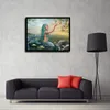 Opera d'arte incorniciata Sirena nel lago Dipinti ad olio Stampa su tela Dipinti artistici da parete Poster per decorazioni per la casa - Pronta per essere appesa
