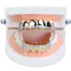 Hip Hop Classic Teeth Grills Golde Color Plated CZ Micro Pave Exclusive Top&Bottom Gold Grillz Set