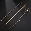 Arrow Leaf Tassel Anklet Chain Guldkedjor Diamond Multilayer Wrap Foot Armband Women Fashion smycken Will och Sandy