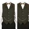 Grön ull Bröllop Vest 2019 Kedjor Groom Västar Brittiska Style Mens Suit Västar Farm Bröllop Waistcoat Mens Dress Vests Plus Storlek