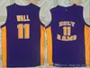 Maglia da uomo John Basketball 11 Wall High School Jersey Holy Ram Jersey Purple Team Puro cotone traspirante per gli appassionati di sport Qualità eccellente