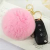 Novelty Plush Fur Ball Keychain Puff Mirror Keychains Car Bag Santa Claus Key Chain Christmas Party Gift