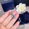 Fashion-Designer S925 Sterling Silver Full Crystal Diamon Link Square Charm Drop Örhängen för Kvinnor Smycken
