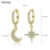 À la mode zircon cubique cristal or étoile lune boucles d'oreilles ensemble nouveau Design lune coréen mariage fête bijoux pour femme Jewelry252t