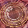 32cm Round Bead Plated Dishes Plates Glass Transparent Western Food Padding Plate Wedding Table Decoration Kitchen Tools GGA320516537537