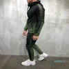 Fashion-Casual Mäns Tracksuit Långärmad Gradient Hooded Jogging Toppar Bottom Sporty Sweat 2pcs Sväskor Trousers Hoodie Coat Pant