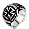 Retro Silver Punk Gothic Ancient Black Stainless Steel Knights Templar Cross Masons freemasonry Masonic signet rings Religitous jewelry