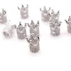 10PCS Micro-branca incrustada Zircon Copper Fittings Crown Prata real chapeamento de ouro Cor Preservação incrustados zircão Crown Pulseira Acessórios