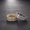 7-12 Gouden Liefde Ringen Micro Verharde 2 Rij Tennis Ringen Zirkoon Hip Hop Verzilverd Vinger Ring voor mannen Women2660