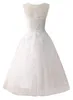 Scoop Abito da sposa elegante Principessa Abito da sposa corto Tulle Abito da sposa vintage Appliques Abitini bianchi di alta qualità