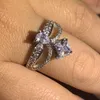 Choucong Unika Lyxsmycken Äkta 925 Sterling Silver Multi Style Ring Vit Topaz CZ Diamant Ädelstenar Kvinnor Bröllopsring för älskare