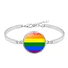 New Arrival Gay Lesbian Pride Rainbow Sign Bransoletki Dla Wome Mężczyzna Moda Szkło Charm Bransoletka Bransoletka Przyjaźni LGBT Biżuteria w masie
