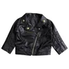 Nouveaux enfants fille vêtements mode veste en cuir PU Biker manteau automne vêtements pardessus hauts noir nouveau