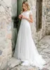 2020 New A-line Lace Chiffon Modest Wedding Dresses With Short Sleeves Champagne lining Jewel Neck Corset Boho Informal LDS Bridal Gown