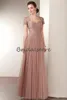 robes de mère de mariée vintage blush foncé chérie pleine longueur manches courtes tulle perlé longues robes de soirée formelles zipper retour australie