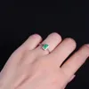 Prosta konstrukcja Szmaragdowy Obrączka 4 mm * 6 mm 0,5 CT Prawdziwy Naturalny Emerald Ring Solid 925 Srebrny Ring Emerald
