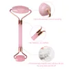 Ansiktsmassage Roller Double Heads Rose Quartz Face Lift Hands Body Skin Avkoppling Bantning Skönhetshälsovård