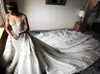 2022 splendidi abiti da sposa arabi in pizzo con perline con strascico staccabile collo trasparente abiti da sposa a sirena tulle abiti da sposa sexy vintage B06232