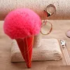 Newest 17 Colors Pom Pom Ball Keychains Ice cream Fur Key Rings For Women Key Holder Birthday Gifts Support FBA Drop Shipping