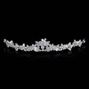 Venda Por Atacado moda cor prata cristal noiva 3 pcs conjunto floral colar brincos headband tiara casamento nupcial conjuntos de jóias para mulheres