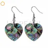 HOPEARL Jewelry Heart Paua Abalone Shell Earrings for Ladies Girls Beach Jewelry Natural Abalone Shell Earrings 6 Pairs