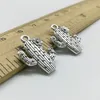 100PCs Flower Cactus Charms Pendants Retro Smycken Tillbehör DIY Antik Silver Hänge För Armband Örhängen Keychain 20 * 15mm