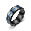 Uppdatera rostfritt stål Black Ring Emalj Ribbon Ring Bang Rings Engagement Wedding Women Mens Ring Fashion Jewelry Gift Drop Ship 080389