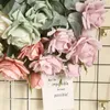 5 pièces/lot ins rose fleur artificielle décoration de mariage décor à la maison main tenant soie rose couronne bouquet fausse fleur